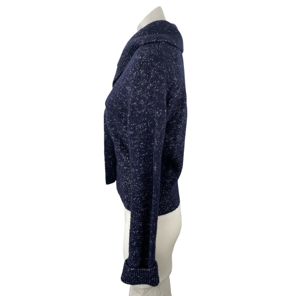 COS Women's Navy Blue Wool Knit Long Sleeve Button Up Cardigan Sweater Top Sz M - Picture 3 of 6